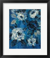 Framed 'Loose Flowers on Blue II' border=