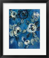 Framed 'Loose Flowers on Blue I' border=