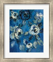 Framed Loose Flowers on Blue I