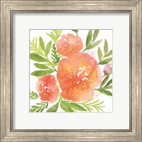 Framed 'Peachy Floral I' border=