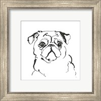 Framed 'Line Dog Pug I' border=