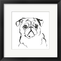 Framed 'Line Dog Pug I' border=