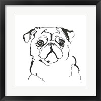 Line Dog Pug I Framed Print
