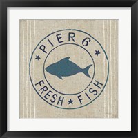 Framed 'Floursack Nautical VIII Fish Burlap' border=