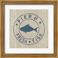 Framed 'Floursack Nautical VIII Fish Burlap' border=