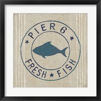 Framed 'Floursack Nautical VIII Fish Burlap' border=