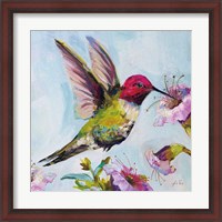 Framed 'Hummingbird I Florals' border=