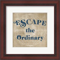 Framed 'Burlap World Map V' border=