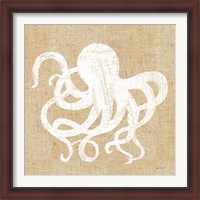 Framed 'Driftwood Coast IV White Burlap' border=