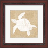 Framed 'Driftwood Coast III White Burlap' border=