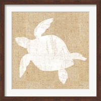 Framed Driftwood Coast III White Burlap