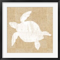 Framed 'Driftwood Coast III White Burlap' border=