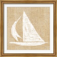 Framed 'Driftwood Coast II White Burlap' border=