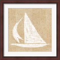 Framed 'Driftwood Coast II White Burlap' border=