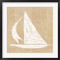 Framed Driftwood Coast II White Burlap