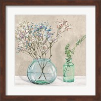 Framed Floral Setting with Glass Vases I