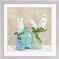 Framed 'Floral Setting with Glass Vases II' border=