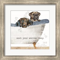 Framed 'Wash your Worries Away' border=