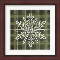 Framed 'Green Plaid Snowflakes' border=