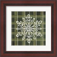 Framed 'Green Plaid Snowflakes' border=