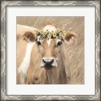 Framed 'Floral Cow I' border=
