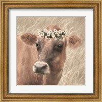 Framed 'Floral Cow II' border=