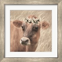 Framed 'Floral Cow II' border=