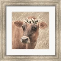 Framed 'Floral Cow II' border=