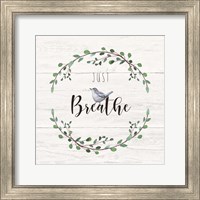 Framed 'Just Breathe' border=