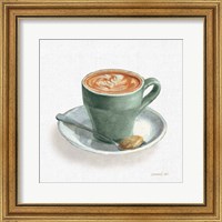 Framed 'Wake Up Coffee II Linen Sage' border=