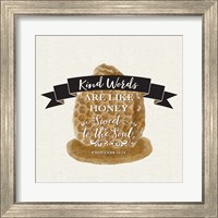 Framed 'Bee Hive Sentiment II-Kind Words' border=