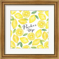 Framed 'Fresh Fruit Sentiment V-Pucker Up' border=