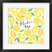 Fresh Fruit Sentiment V-Pucker Up Framed Print