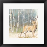 Framed 'Woodland Reflections III-Deer' border=