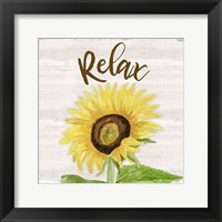 Framed 'Fall Sunflower Sentiment III-Relax' border=