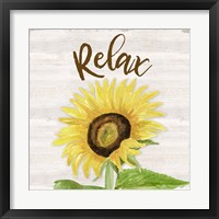 Framed 'Fall Sunflower Sentiment III-Relax' border=