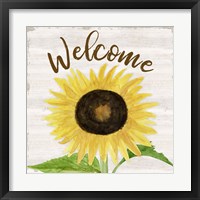 Framed 'Fall Sunflower Sentiment IV-Welcome' border=