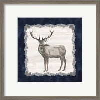 Framed 'Blue Cliff Mountains III-Elk' border=