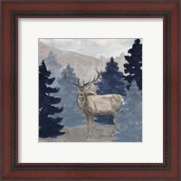 Framed 'Blue Cliff Mountains scene III-Elk' border=