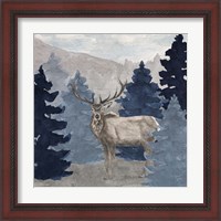 Framed 'Blue Cliff Mountains scene III-Elk' border=