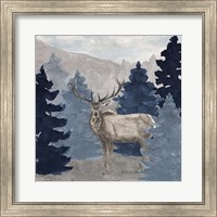 Framed Blue Cliff Mountains scene III-Elk