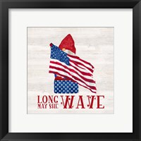 Framed 'Patriotic Gnomes V-Long may she wave' border=