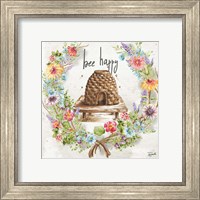 Framed 'Honey Bee and Herb Blossom Wreath II' border=