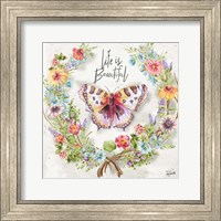 Framed 'Butterfly and Herb Blossom Wreath IV' border=