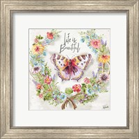 Framed 'Butterfly and Herb Blossom Wreath IV' border=