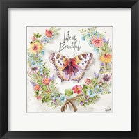 Framed 'Butterfly and Herb Blossom Wreath IV' border=