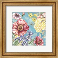 Framed 'Wildflower Medley square blue I' border=