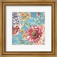 Framed 'Wildflower Medley square blue II' border=