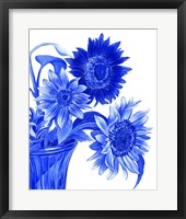 Framed China Sunflowers blue I