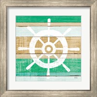 Framed 'Beachscape VI Helm Green' border=